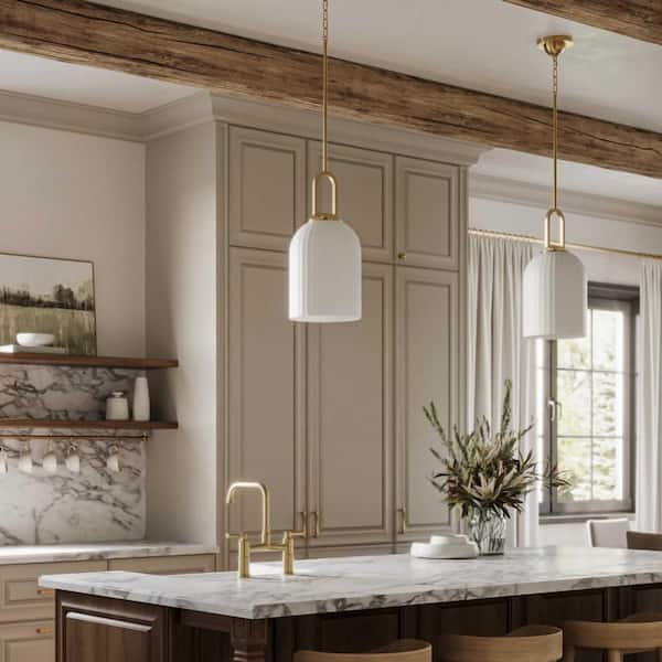 Stanza Collection 1-Light Brushed Gold New Traditional Pendant Light