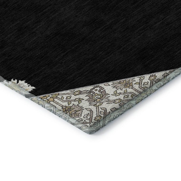 Mayfield Premium Machine Washable Abstract AMF1011 Black 3 ft. x 4 ft. Area Rug