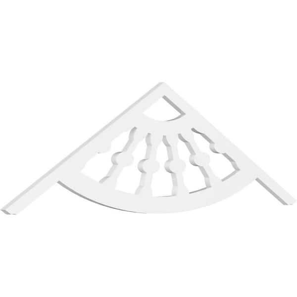 Ekena Millwork Pitch Classic Wagon Wheel 1 in. x 60 in. x 20 in. (7/12) Architectural Grade PVC Gable Pediment Moulding