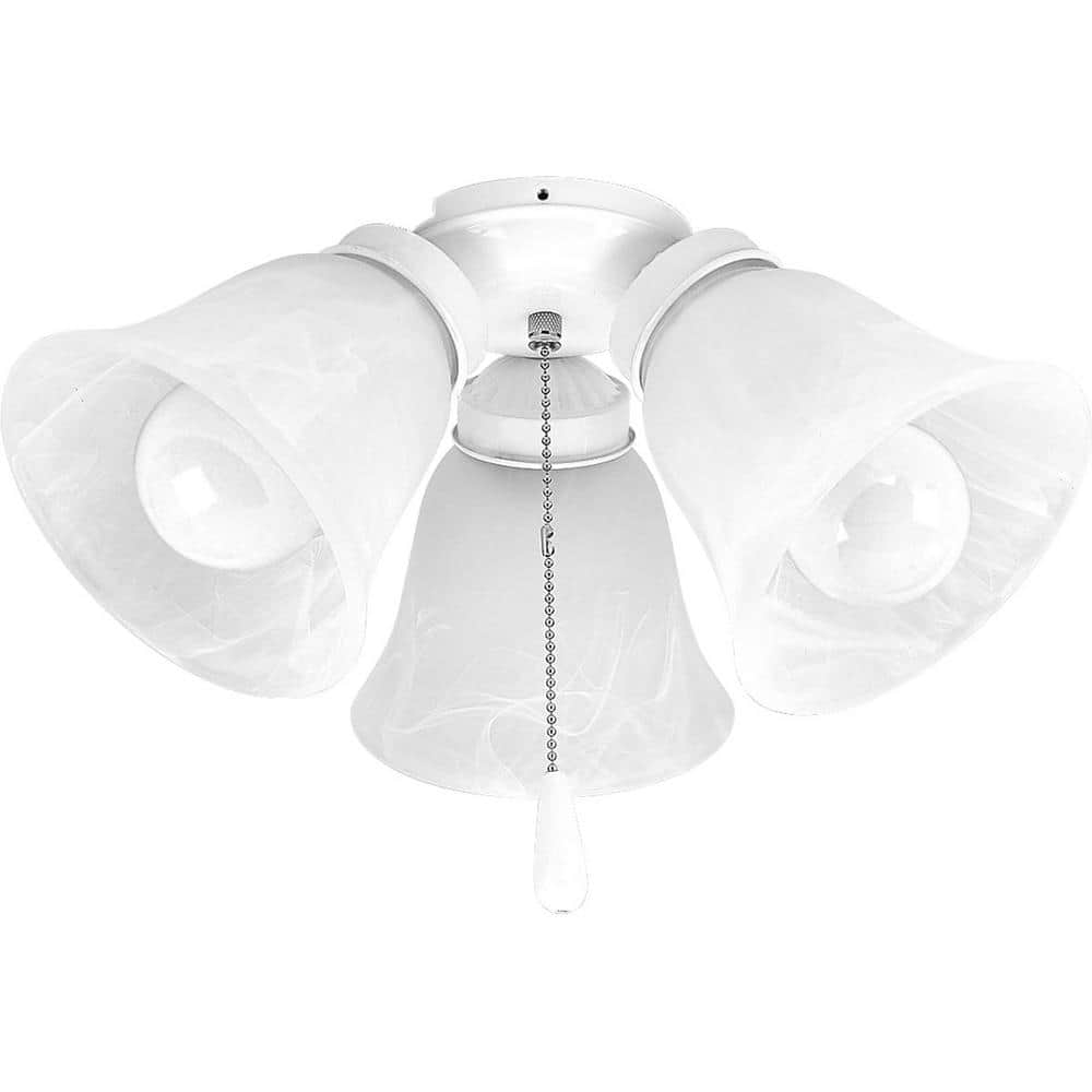 Progress Lighting Fan Light Kits Collection 3Light White Ceiling Fan