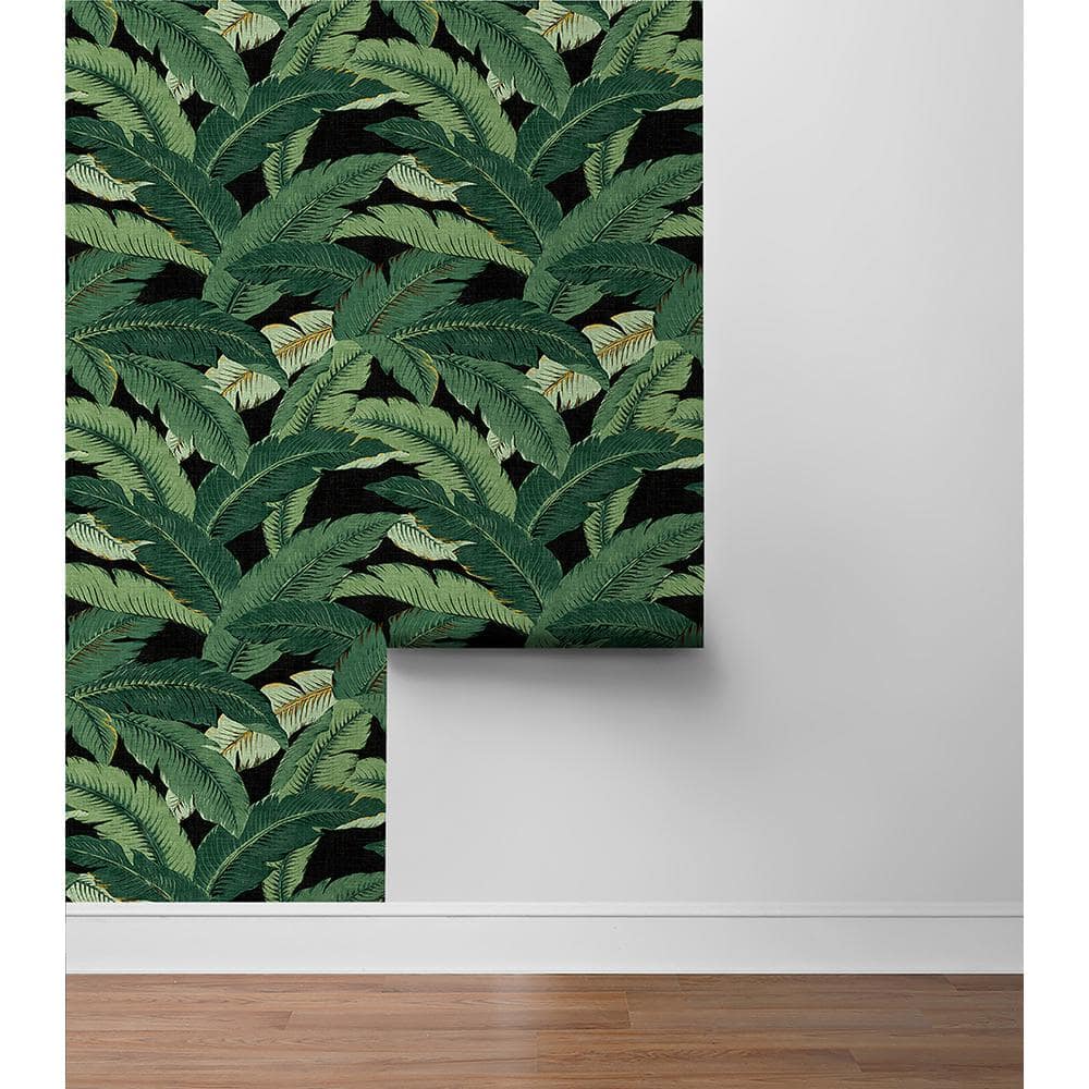 Swaying Palms Coal Tropical Leaf Peel & Stick Wallpaper