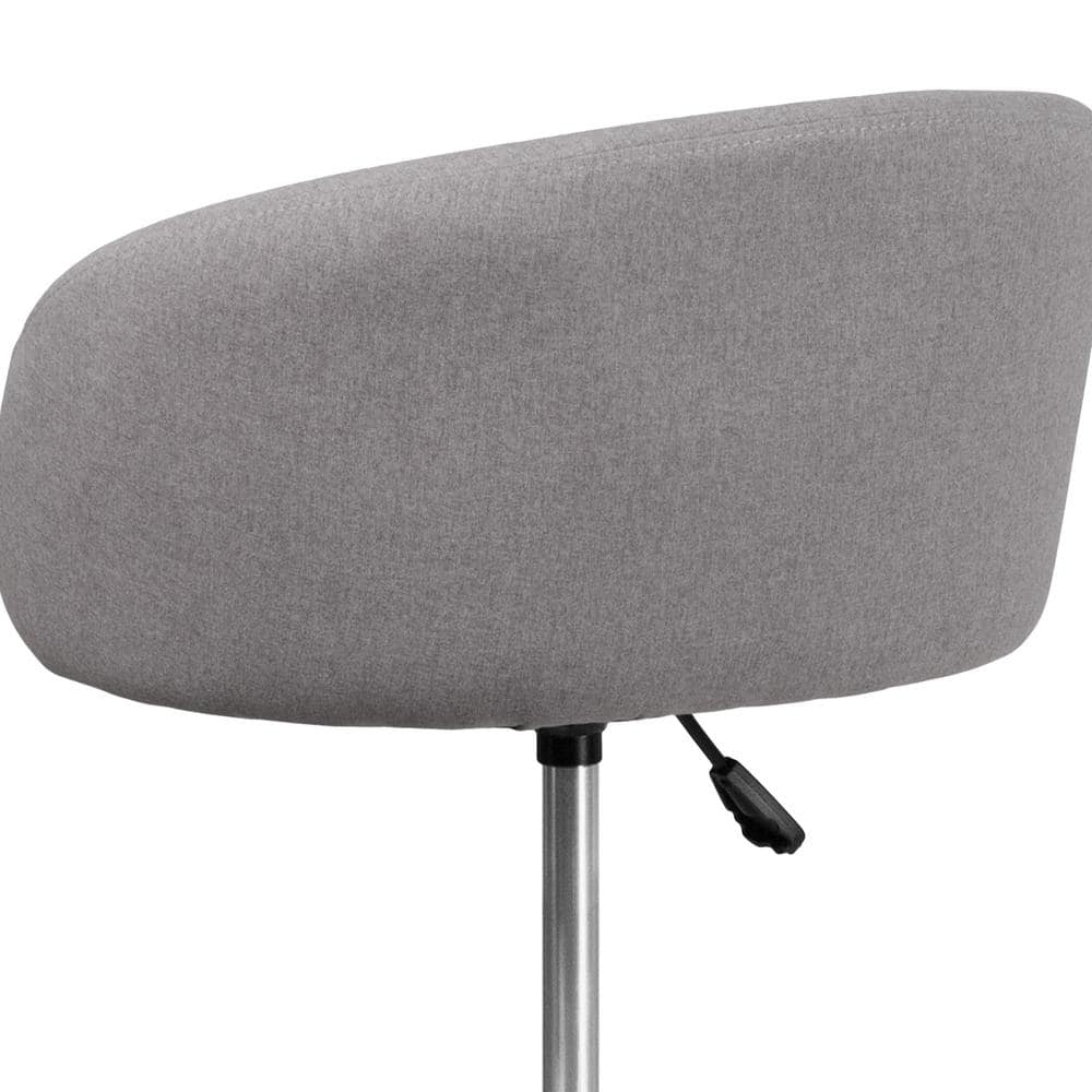Gray Fabric Adjustable Height Swivel Barstool with Chrome Base