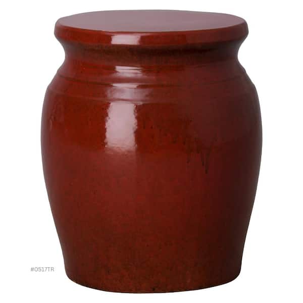 Koji 18 in. H Tropical Red Round Ceramic Garden Stool