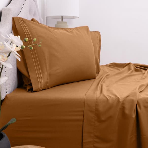 Sweet Home Collection 1800-Series 4-Piece Mocha Solid Color Microfiber Full Sheet Set