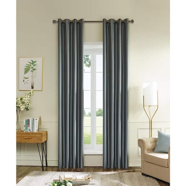Lyndale Decor Silver Grey Thermal Grommet Blackout Curtain - 45 in. W x 84 in. L