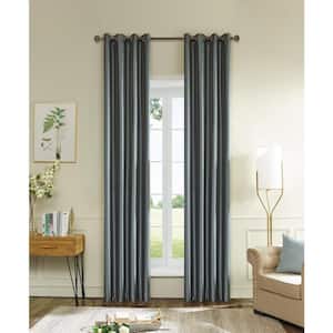 Creative Home Ideas Tobie Light Grey Jacquard Polyester 38 in. W x 108 in.  L Back Tab Blackout Curtain (2-Panels with 2-Tiebacks) YMC016472 - The Home  Depot