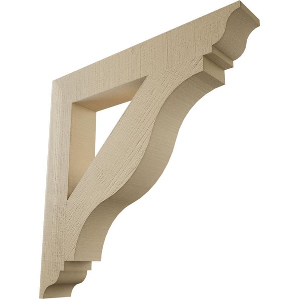 Ekena Millwork 5.5 in. x 36 in. x 36 in. Funston Traditional Rough Cedar Woodgrain Timberthane Polyurethane Bracket, Primed Tan