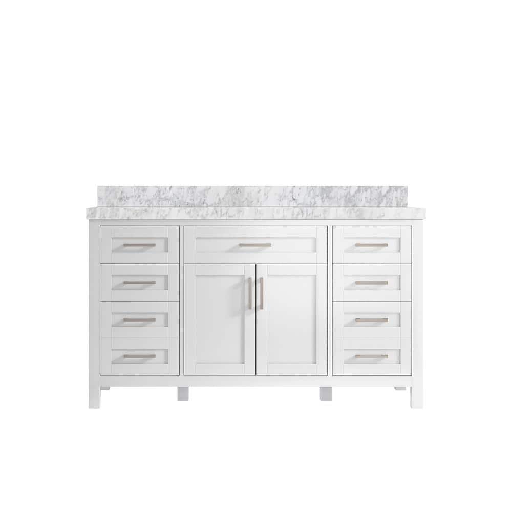 Cambridge 60 in. W x 22 in. D x 36 in. H Single Sink Bath Vanity in White with 2 in. Carrara Marble Top price history on PriceWatchPro