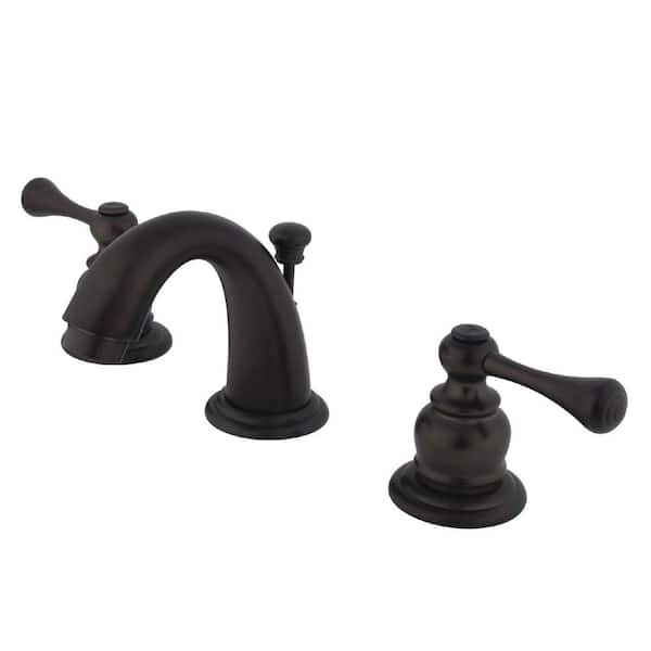 Kingston Brass Vintage 2-Handle 8 in. Widespread Bathroom Faucets with Plastic Pop-Up in Oil Rubbed Bronze