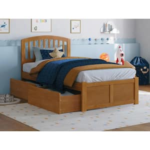 Richmond Light Toffee Natural Bronze Solid Wood Frame Twin Platform Bed with Footboard and Storage Drawers