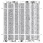 Textured Gray/White Vertical Striped Cotton Throw Blanket with Fringe