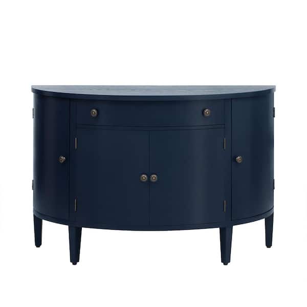 Unbranded 47.20 in. W x 19.60 in. D x 31.80 in. H Navy Blue Linen Cabinet with 4 Doors and 1 Drawer, Adjustable Shelves
