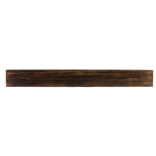 Dogberry Collections 48 in. W x 5.5 in. H x 6.25 in. D Modern Farmhouse Dark Chocolate Cap-Shelf Mantel