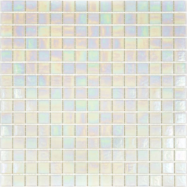 Apollo Tile Nacreous 12 in. x 12 in. Glossy Cotton White Glass Mosaic Wall and Floor Tile (20 sq. ft./case) (20-pack)