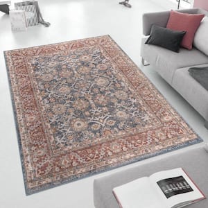 Kendra Blue/Red 3 ft. x 5 ft. Persian Bordered Traditional Woven Rectangle Area Rug