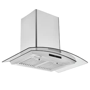 30 in. 600 CFM Convertible Wall Mounted Glass Canopy Range Hood with LED Lights in Stainless Steel