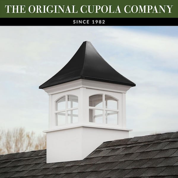 Westport 26 in. x 26 in. x 42 in. Vinyl Cupola with Black Aluminum Roof