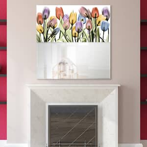 38 in. x 38 in. Tulip Scape Square Framed Printed Tempered Art Glass Beveled Accent Mirror