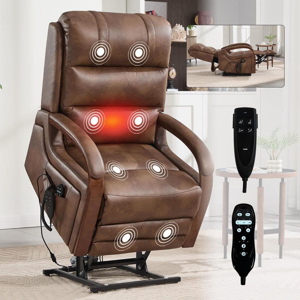 aisword Walnut Ergonomic Dual Motor Genuine Leather Power Lift