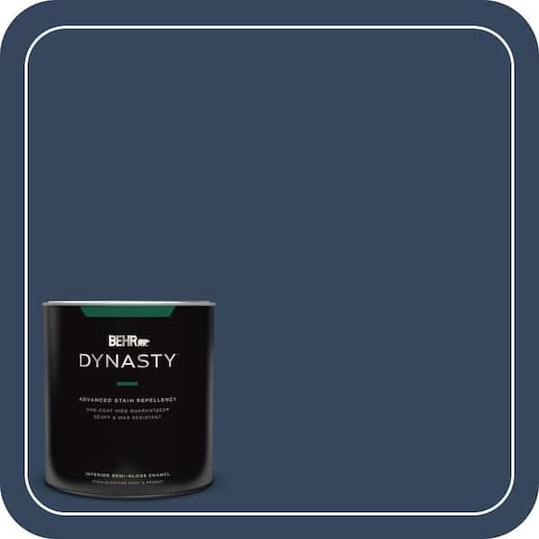 BEHR DYNASTY 1 qt. #MQ5-54 Compass Blue One-Coat Hide Semi-Gloss Enamel Interior Stain-Blocking Paint and Primer