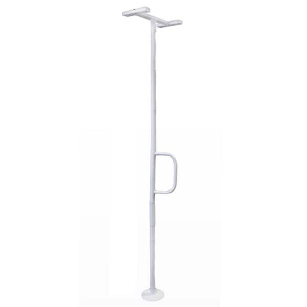 Wonder Pole Lite, Adjustable 84 in. to 108 in. Curved Grab Bar, Tension Mounted Floor to Ceiling Transfer Pole in White
