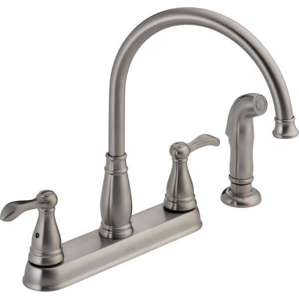 Delta Porter 2-Handle Standard Kitchen Faucet with Side Sprayer in Stainless