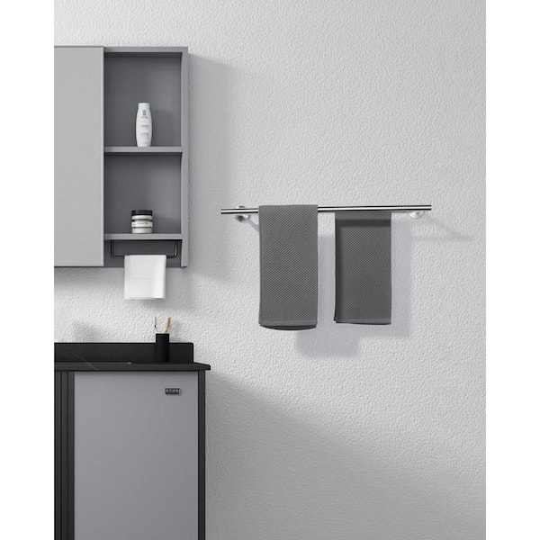 Thicken SUS 304 Stainless Steel Double Round Bar 24 in. Wall Mount Towel Bar Bath Hardware Accessory in Brushed Nickel