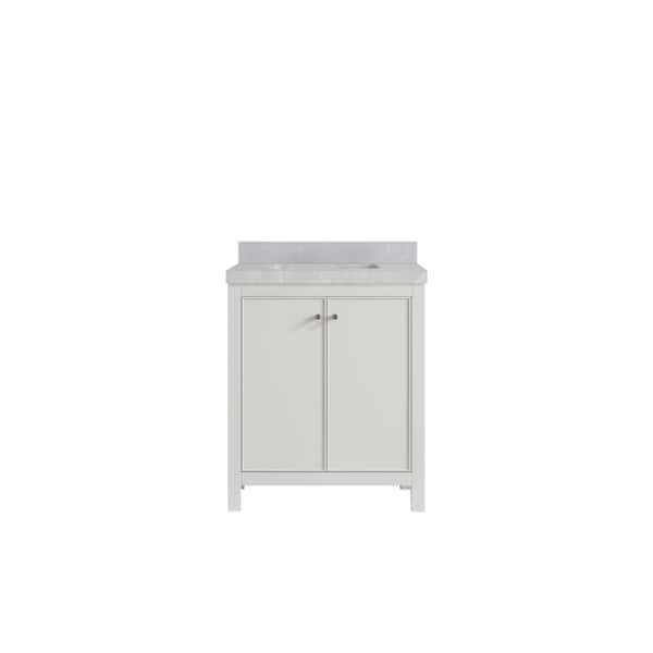 Willow Collections Chicago 30 in. Single Sink Freestanding White Bath Vanity with Pearl Gray Qt. Top Unassembled