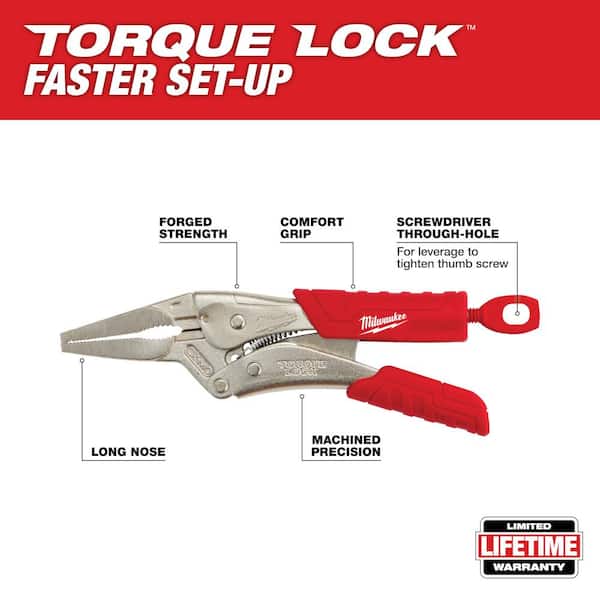6 in. Torque Lock Long Needle Nose Locking Pliers with Durable Grip