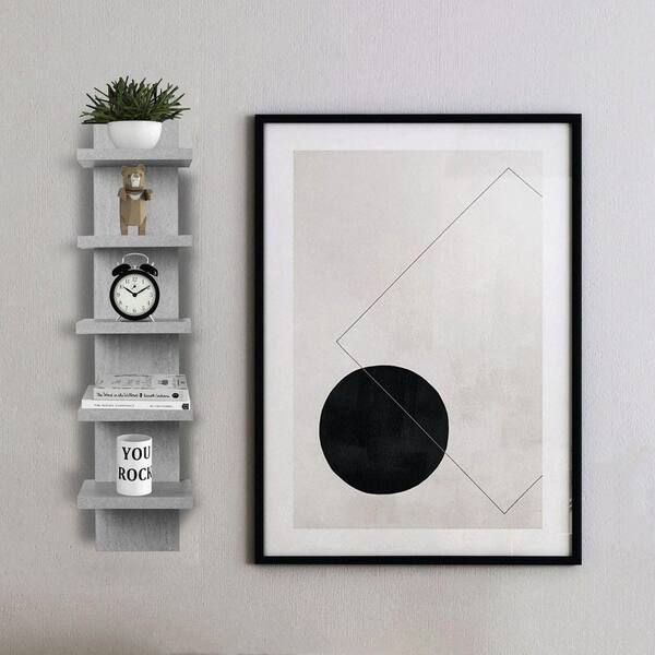7.2 in W x 5.5 in D Gray 5 Tier Decorative Wall Shelf Storage
