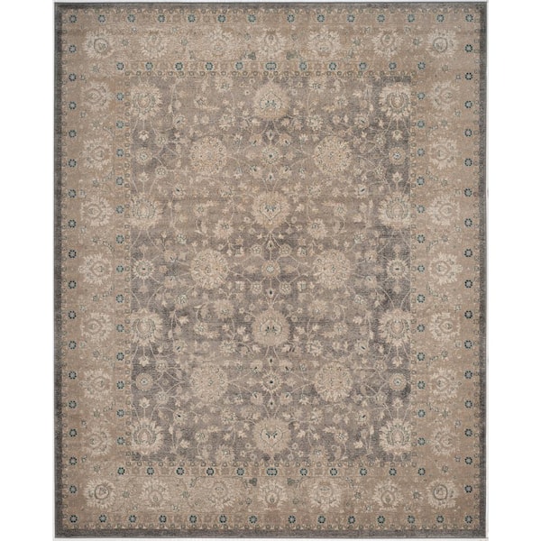 SAFAVIEH Sofia Light Gray/Beige 5 ft. x 8 ft. Floral Border Area Rug