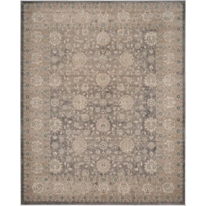 Sofia Light Gray/Beige 9 ft. x 12 ft. Floral Border Area Rug