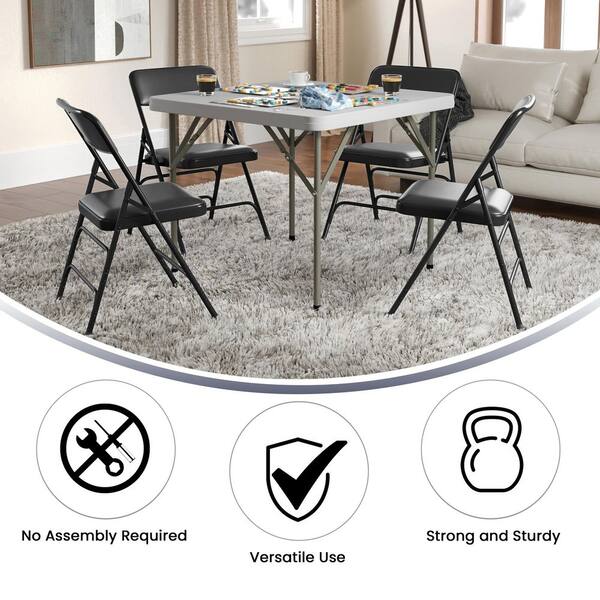 Carnegy Avenue Black Vinyl/Black Frame Metal Folding Chair (2-Pack