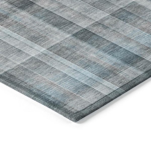 Teal 2 ft. x 3 ft. Woven Plaid Polyester Rectangle Indoor/Outdoor Area Rug