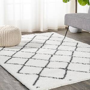 JONATHAN Y Catala Moroccan Diamond Shag White/Black 8 ft. x 10 ft. Area ...