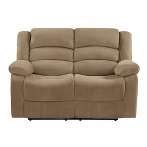 Charlie 60 in. Beige Solid Fabric 2-Seat Loveseats with Recliner