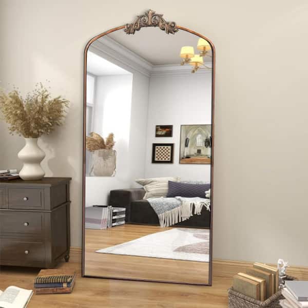 JUJABU 36 in. W x 66 in. H Arched Metal Framed Mirror for Bedroom