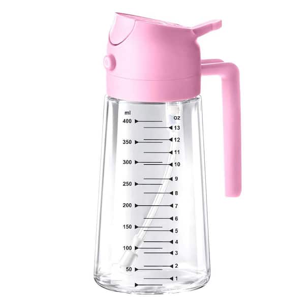 16 oz. Glass Pink Olive Oil Dispenser and Sprayer for Cooking