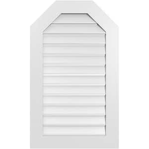 24 in. x 40 in. Octagonal Top Surface Mount PVC Gable Vent: Functional with Standard Frame