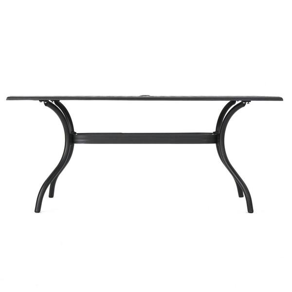 cayman black sand rectangle aluminum outdoor dining table