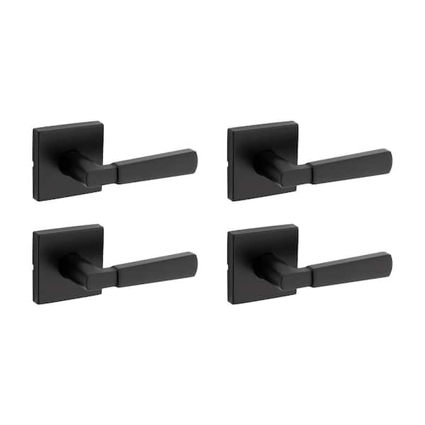 Perth Matte Black Reversible Square Straight Hall/Closet Door Handle 4-Pack