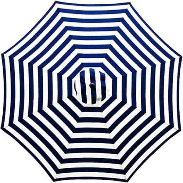 9 ft. Patio Umbrella Replacement Canopy Market Umbrella Top Outdoor Umbrella Canopy with 8 Ribs in Blue and White