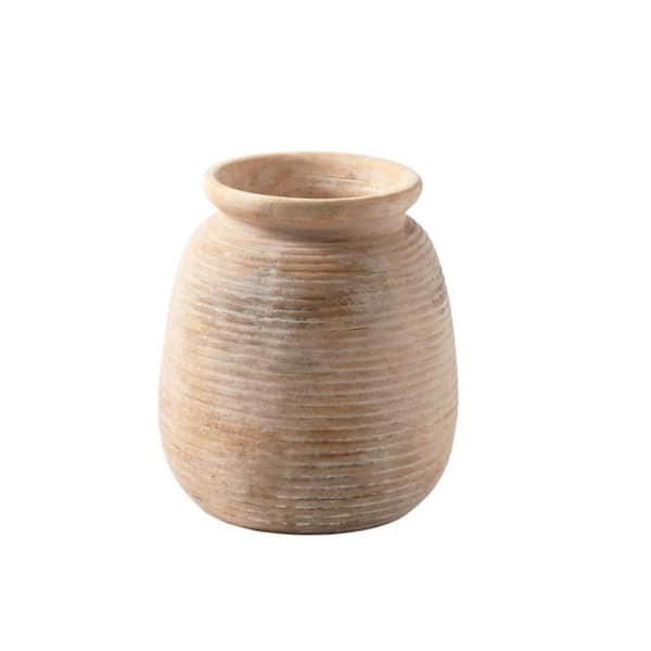 Unbranded 7.48 in. Brown Ceramic Round Decorative Vase, Rustic Vase Home Decor Farmhouse Flower Pampas Decorative Vases