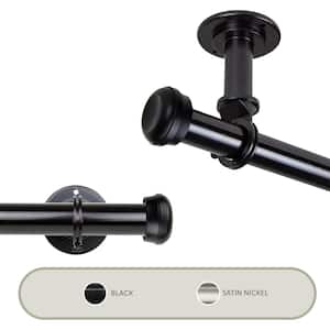 Rosen Ceiling 120 in. - 170 in. Single Curtain Rod in Black with Finial