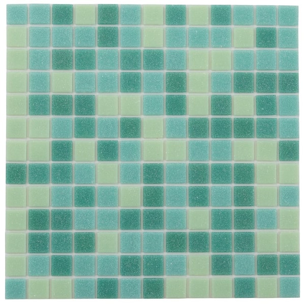 Mingles 12 in. x 12 in. Glossy Dynasty Green Glass Mosaic Wall and Floor Tile (20 sq. ft./case) (20-pack)