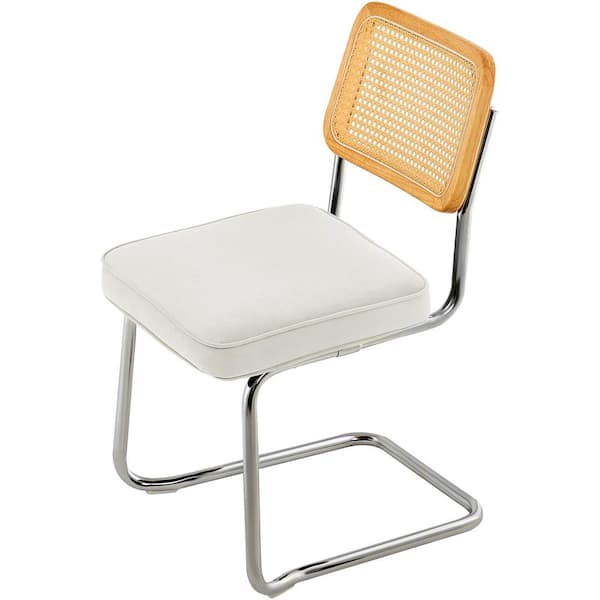 SKYSHALO Rattan Dining Chairs Set of 2, Plastic Outdoor Rocking Chair Velvet Accent Chair with Rattan Back
