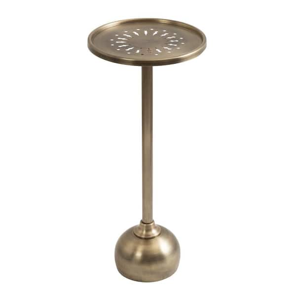 Miki 10.00 in. Gold Round Metal End Table