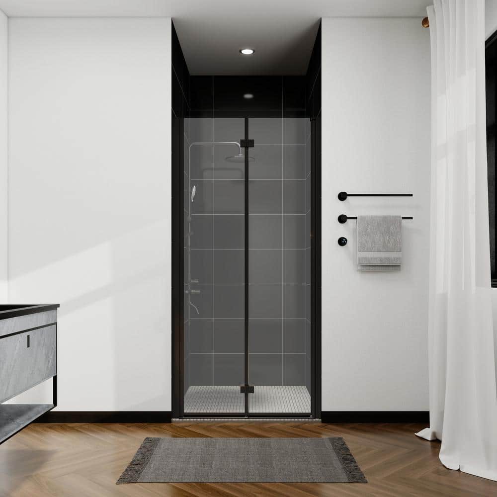 36-37 3/8 in. W x 72 in. H Bi-Fold Semi-Frameless Shower Door in Matte Black Finish with 1/4 in. Tempered Clear Glass price history on PriceWatchPro