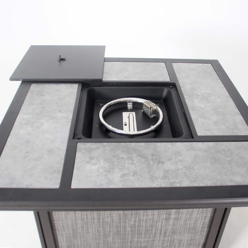 Gray 37 in. Steel Outdoor Gas Fire Pit Table