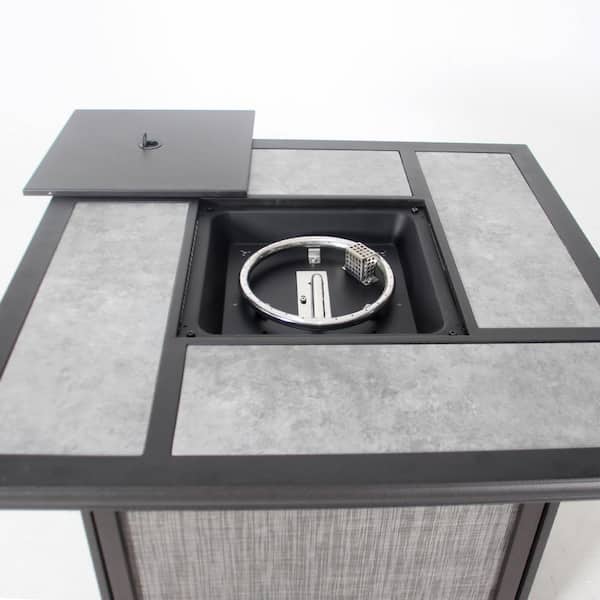 Unbranded Gray 37 in. Steel Outdoor Gas Fire Pit Table